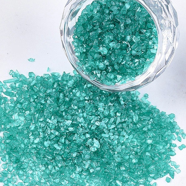 PandaHall Baking Painted Glass Beads, For Nail Art Decoration Accessories, No Hole/Undrilled, Chips, Light Sea Green, 0.5~5x0.5~5x0.5~5mm...