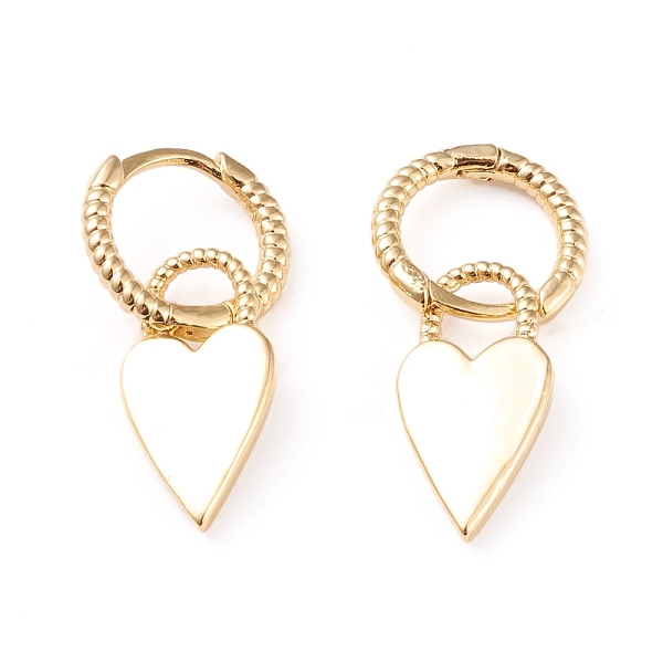 

PandaHall Brass Dangle Huggie Hoop Earrings, Long-Lasting Plated, Heart, Golden, 28.5mm, Pin: 1mm Brass Heart