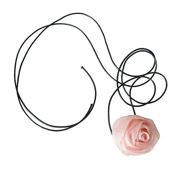 

PandaHall Cloth Choker Necklaces, Rose Flower, Light Salmon, 5.51 inch(14cm) Cloth Flower