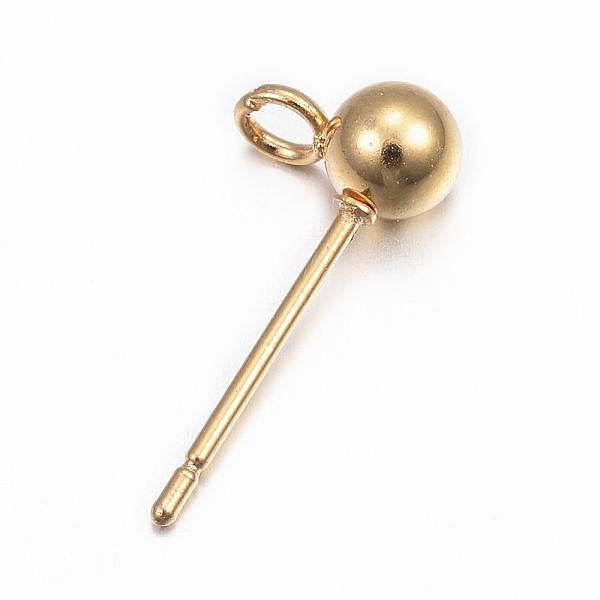 

PandaHall 304 Stainless Steel Stud Earring Findings, with Loop, Round, Real 24k Gold Plated, 15x7x4mm, Hole: 1.7mm, Pin: 0.8mm 304 Stainless...