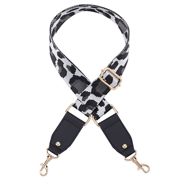

PandaHall Polyester Adjustable Bag Strap, with PU Leather & Alloy Clasps, for Bag Replacement Accessories, Leopard Pattern, White...