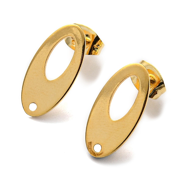 

PandaHall 201 Stainless Steel Stud Earrings Finding, with 304 Stainless Steel Pins, Oval, Real 24K Gold Plated, 16x8mm, Hole: 1.2mm, Pin...