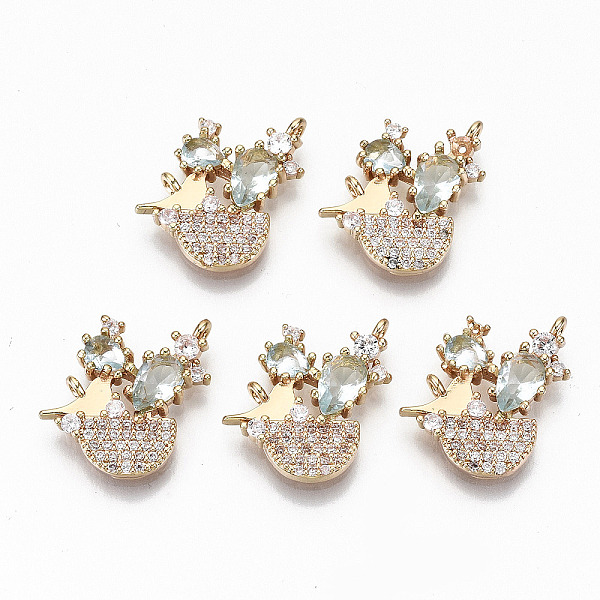 

PandaHall Brass Micro Pave Cubic Zirconia Pendants, Light Gold, Long-Lasting Plated, Cadmium Free & Lead Free, Clear, 16x12x2.5mm, Hole: 1mm...