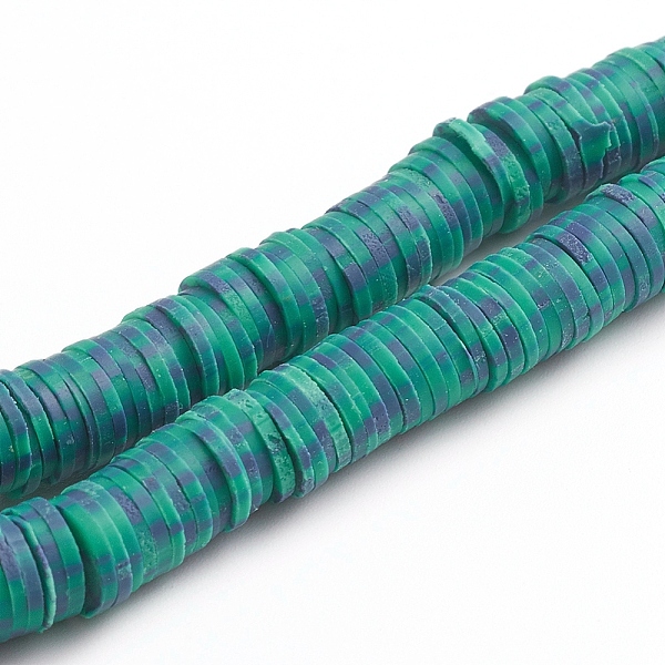 

PandaHall Handmade Polymer Clay Beads, Heishi Beads, Disc/Flat Round, Dark Cyan, 6x0.5~1mm, Hole: 1.6mm, about 407pcs/strand, 16.34 inch...