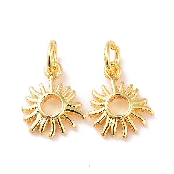 

PandaHall Brass Charms, with Jump Ring, Cadmium Free & Lead Free, Sun, Real 18K Gold Plated, 12x9.5x2mm, Hole: 3mm Brass Sun