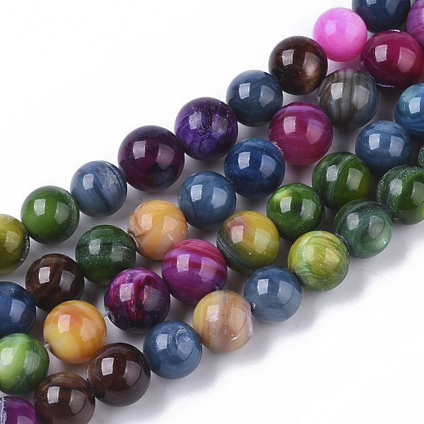 

PandaHall Freshwater Shell Beads Strands, Dyed, Round, Mixed Color, 6.5~7.5mm, Hole: 1mm, about 50pcs/Strand, 13.31 inch~13.58 inch..., Multicolor