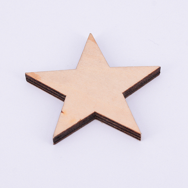 

PandaHall Natural Wooden Cabochon, for Jewelry Making, Unfinished Wood Slices, Laser Cut, Star, BurlyWood, 46x48.5x5mm Wood Star Orange