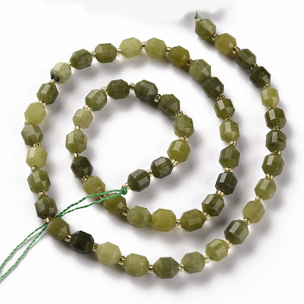 

PandaHall Natural Canada Jade Beads Strands, Barrel, Faceted, 6x5.5mm, Hole: 1mm, about 52~53pcs/strand, 15.35 inch(39cm) Other Jade Barrel