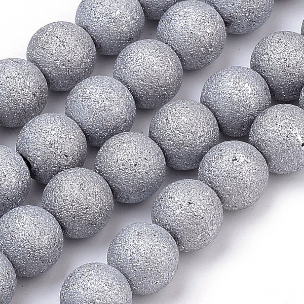 

PandaHall Electroplate Glass Bead Strands, Frosted Style, Round, Platinum Plated, 8mm, Hole: 1.5mm, about 72pcs/strand, 24.8 inch Glass...
