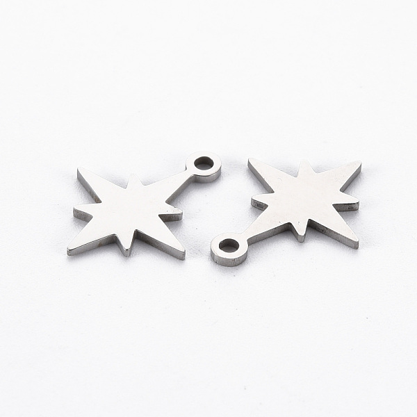 

PandaHall 201 Stainless Steel Charms, Cut, Star, Stainless Steel Color, 15x12x1mm, Hole: 1.4mm 201 Stainless Steel Star