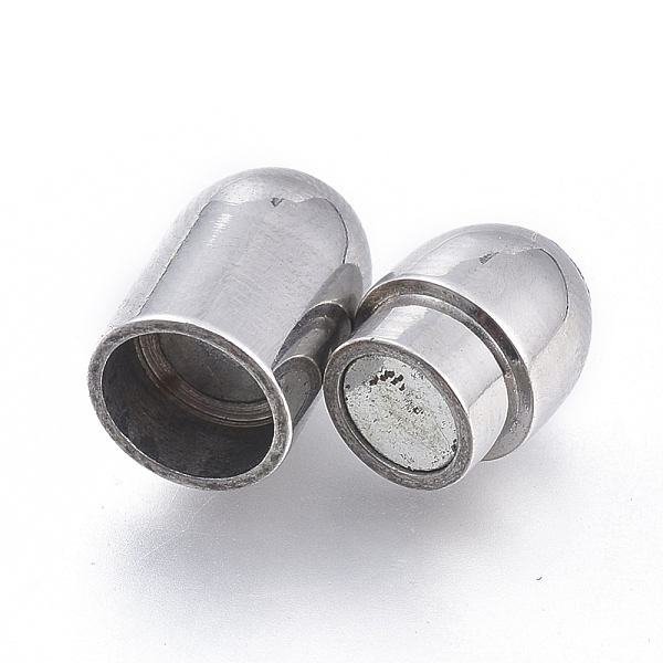 

PandaHall 304 Stainless Steel Magnetic Clasps with Glue-in Ends, Column, Stainless Steel Color, 17x8x8mm, Hole: 4mm Stainless Steel Column