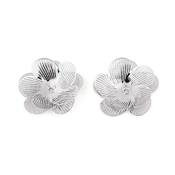 Brass Bead Caps, Flower, Platinum, 23-24x24x5mm, Hole: 0.9-1mm