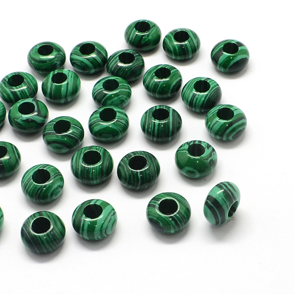 

PandaHall Synthetic Malachite European Large Hole Beads, Rondelle, 13~14x7~8mm, Hole: 5mm Malachite Rondelle