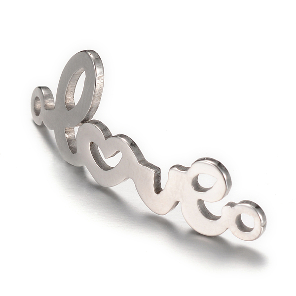 

PandaHall 201 Stainless Steel Links connectors, Word Love, Stainless Steel Color, 29x11x1mm, Hole: 1.5mm 201 Stainless Steel Word