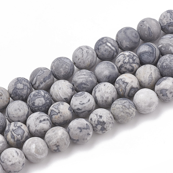 

PandaHall Natural Map Stone/Picasso Stone/Picasso Jasper Beads Strands, Frosted, Round, 8mm, Hole: 1mm, about 47pcs/strand, 15.5 inch Map...
