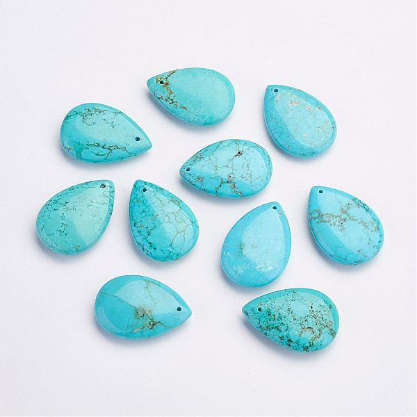 

PandaHall Natural Howlite Pendants, Dyed & Heated, teardrop, 30x21x7mm, Hole: 1mm Howlite Teardrop Green