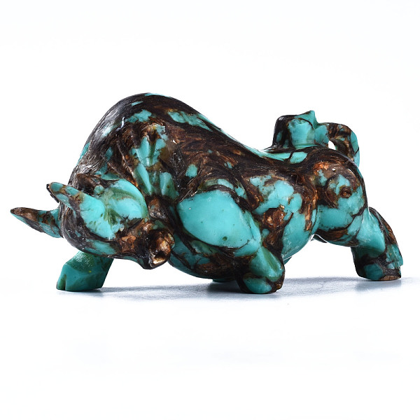 

PandaHall Cow Assembled Natural Bronzite & Synthetic Aqua Terra Jasper Model Ornament, for Desk Home Display Decorations, 101x37x45mm Aqua...