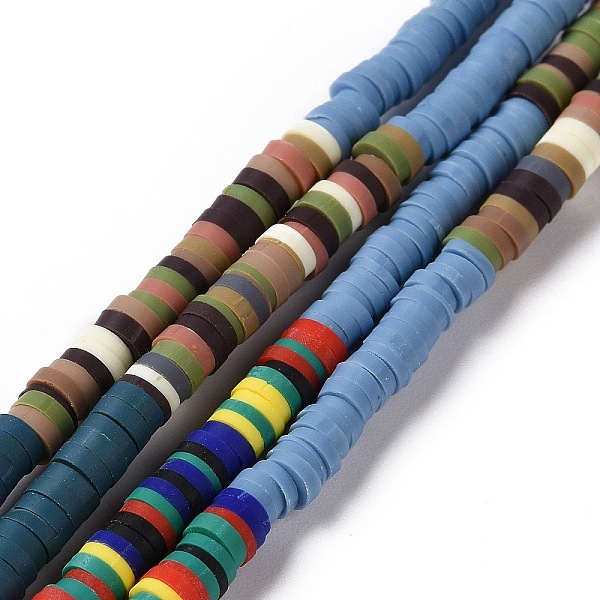 

PandaHall Handmade Polymer Clay Bead Strands, Flat Round, Heishi Beads, Steel Blue, 4x0.5~2mm, Hole: 1.2mm, about 350~360pcs/strand...