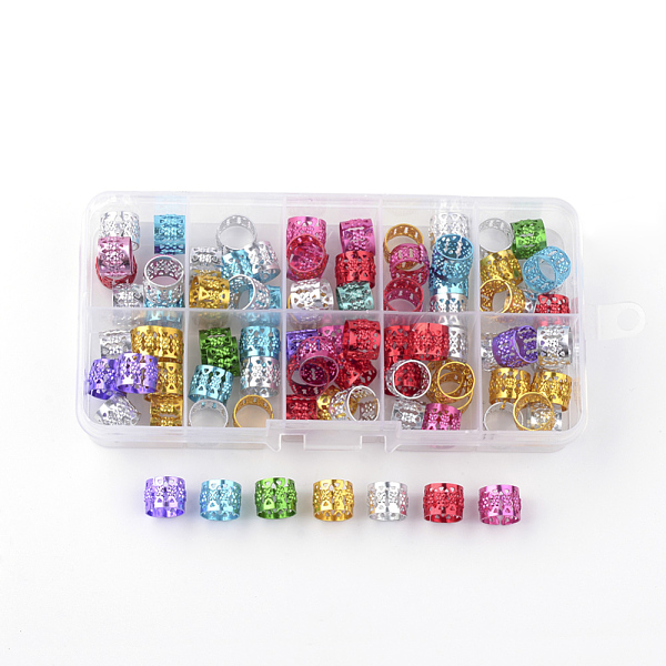 

PandaHall Aluminum Dreadlocks Beads Hair Decoration, Hair Coil Cuffs, Mixed Color, 10~10.5x8mm, Hole: 9mm, about 90pcs/box Aluminum..., Multicolor