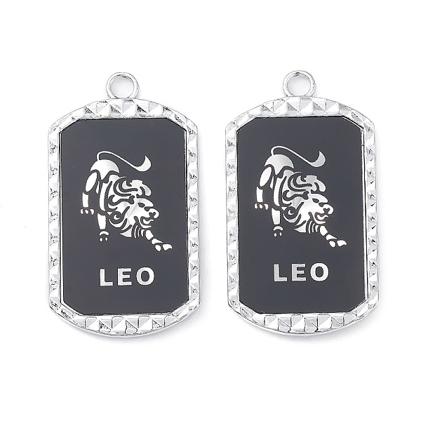 

PandaHall Alloy Twelve Constellations Series Big Pendants, Lead Free & Cadmium Free, with Acrylic, Rectangle, Leo, 50x28x3.5mm, Hole: 3.8mm..., Black