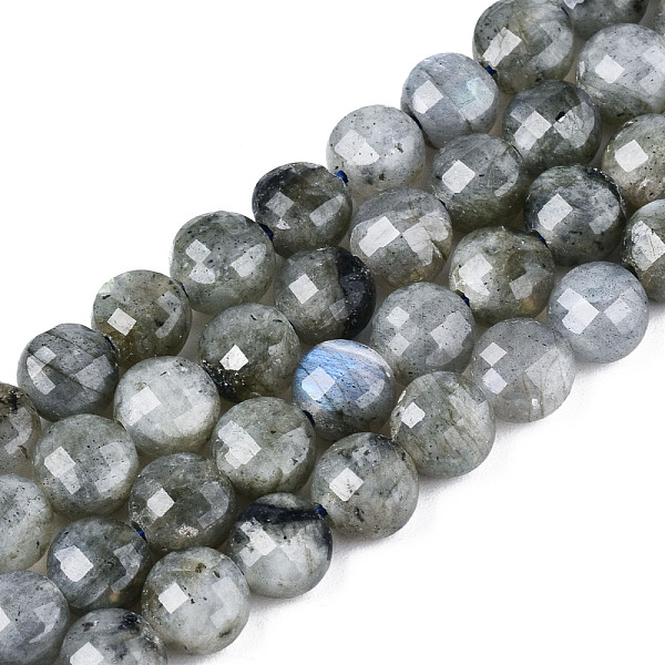 

PandaHall Natural Labradorite Beads Strands, Faceted, Flat Round, 6x4.5mm, Hole: 0.8mm, about 59~60pcs/strand, 14.17~14.57 inch(36cm~37cm)...
