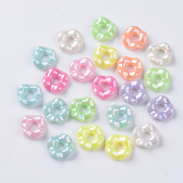 

PandaHall Opaque Acrylic Beads, AB Color Plated, Wave Flat Round, Mixed Color, 13x3.5mm, Hole: 4mm, about 185pcs/50g Acrylic Flat Round..., Multicolor