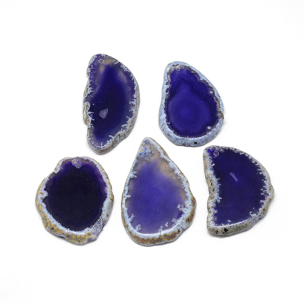 

PandaHall Natural Brazilian Agate Pendants, Dyed & Heated, Nuggets, Big Pendants, Midnight Blue, 47~59x28~47x4.5mm, Hole: 1.5mm Brazilian...