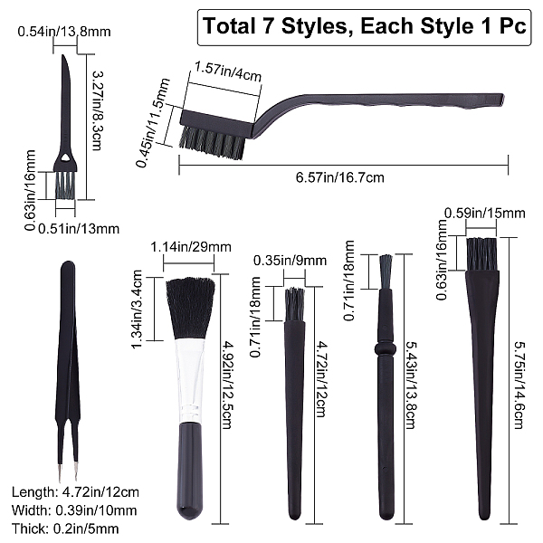 

PandaHall GORGECRAFT 7 in 1 Keyboard Brushes Kit 6Pcs Black Static Proof Brushes and 1Pc Stainless Steel Tweezers Portable Plastic Handle...