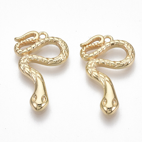 

PandaHall Brass Pendants, Snake, Nickel Free, Real 18K Gold Plated, 20.5x12.5x1.5mm, Hole: 1.2mm Brass Snake