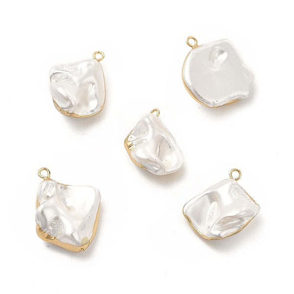 

PandaHall Baroque Shell Pearl Pendants, Nuggets Charms, with Brass Loops, Light Gold, 21~26x16~21x7~12mm, Hole: 1.8mm Shell Pearl Nuggets..., White