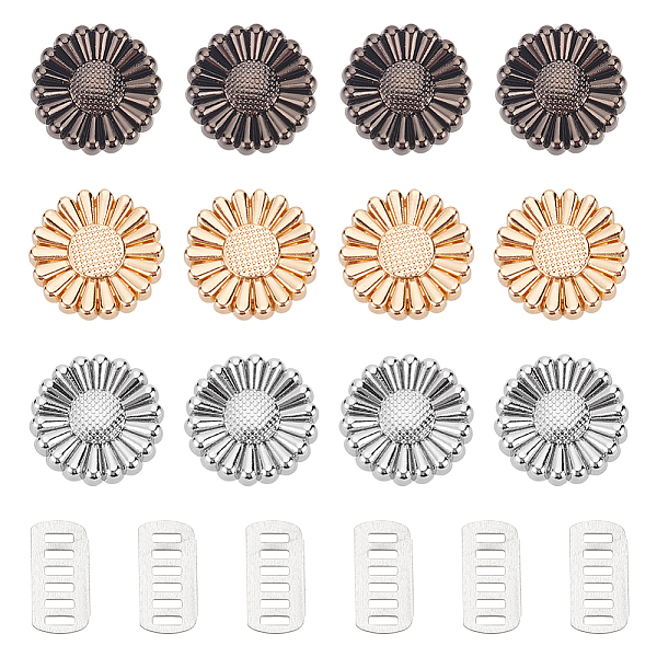 

PandaHall WADORN 12 Sets Bag Decorative Buckle Clip, 3 Colors Sunflower Decorative Buckle Handbag Clip Buckle Accessories DIY Shoes Bag...