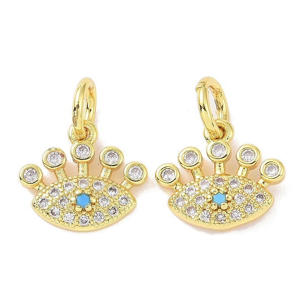 

PandaHall Real 18K Gold Plated Brass Micro Pave Cubic Zirconia Pendants, with Jump Ring, Evil Eye Charms, Colorful, 11x12.5x2.5mm, Hole: 4mm...