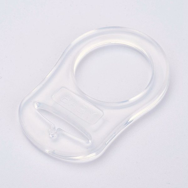 

PandaHall Eco-Friendly Plastic Baby Pacifier Holder Ring, Clear, 48x32x3mm, Hole: 22mm Plastic Clear