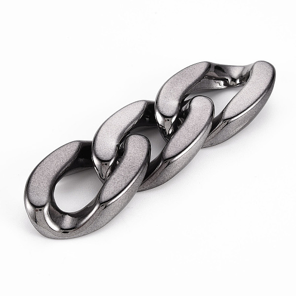 

PandaHall UV Plating ABS Plastic Linking Rings, Quick Link Connectors, for Curb Chains Making, Unwelded, Twist, Gunmetal, 39x24x7mm, Inner...