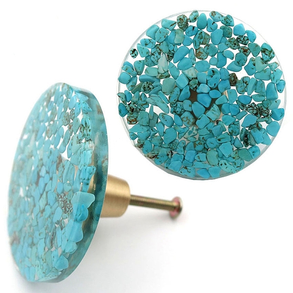 Synthetic Turquoise & Resin Box Handles