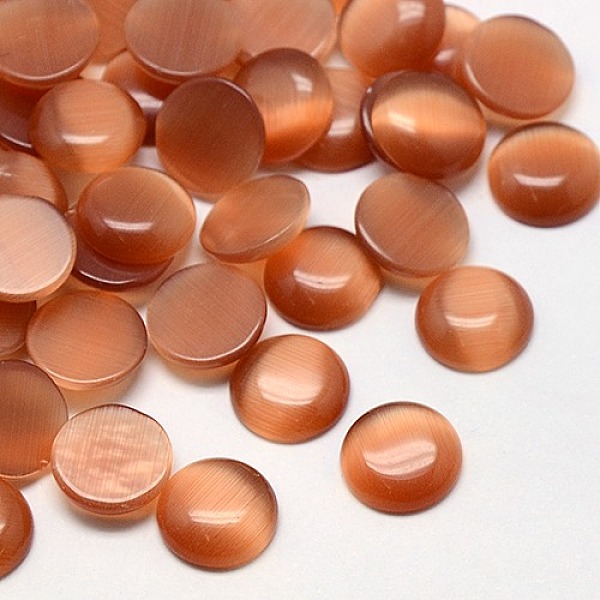 

PandaHall Cat Eye Cabochons, Half Round, Dark Salmon, 10x2~3mm Glass Half Round Red