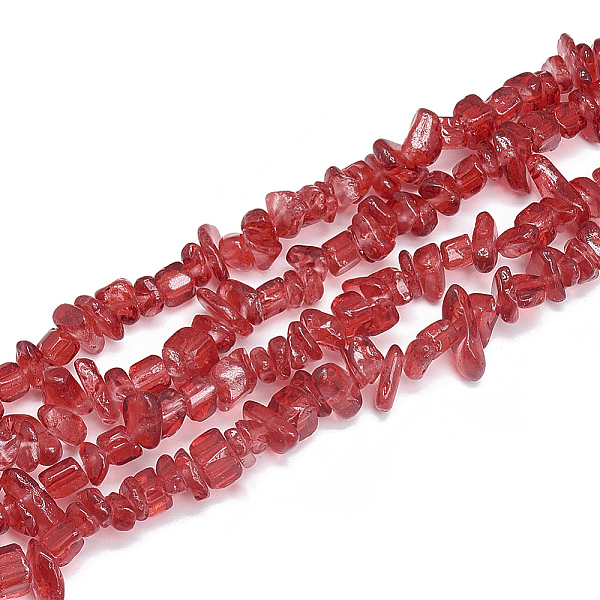 

PandaHall Baking Painted Glass Beads Strands, Chip, Cerise, 5~11x3~9x1~9mm, Hole: 1mm, about 200~300pcs/strand, 33.8 inch Glass Chip Red