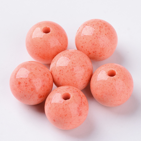 

PandaHall Antique Style Opaque Acrylic Beads, Round, Light Salmon, 14mm, Hole: 2.5mm, about 240pcs/500g. Acrylic Round Red