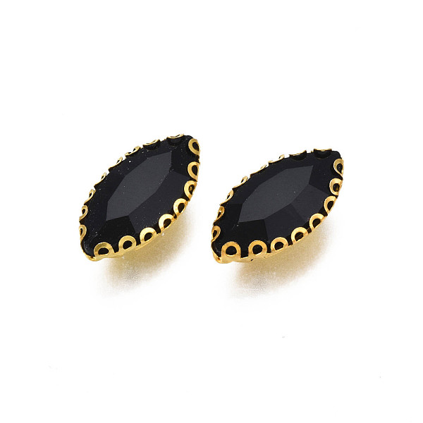 

PandaHall Sew on Rhinestone, Opaque Glass Rhinestones, with Iron Prong Settings, Faceted, Horse Eye, Black, 15.5x8x4.5mm, Hole: 0.9mm Glass...