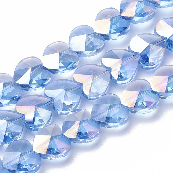 

PandaHall Electroplate Glass Beads, AB Color Plated, Faceted, Heart, Cornflower Blue, 14x14x8.5mm, Hole: 1mm Glass Heart Blue