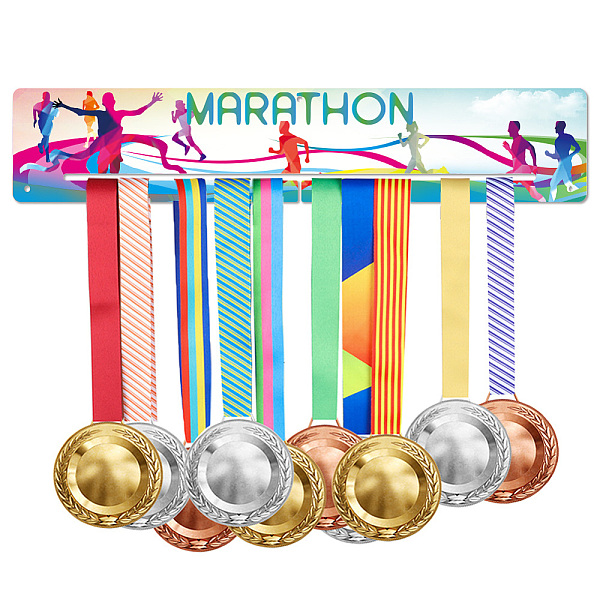 

PandaHall Acrylic Medal Holder, Medals Display Hanger Rack, Medal Holder Frame, Rectangle, Running Pattern, 70x390x5mm Acrylic Sports Purple