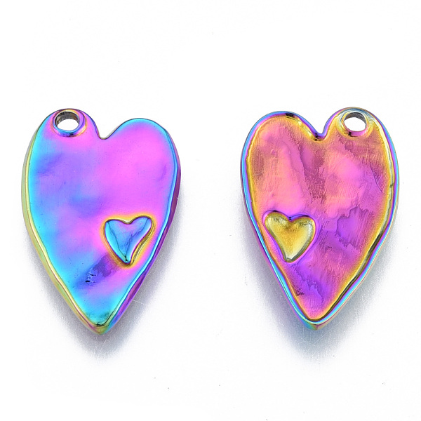 

PandaHall Ion Plating(IP) 304 Stainless Steel Pendants, Heart, Rainbow Color, 23.5x15.5x2.5mm, Hole: 1.8mm 304 Stainless Steel Heart