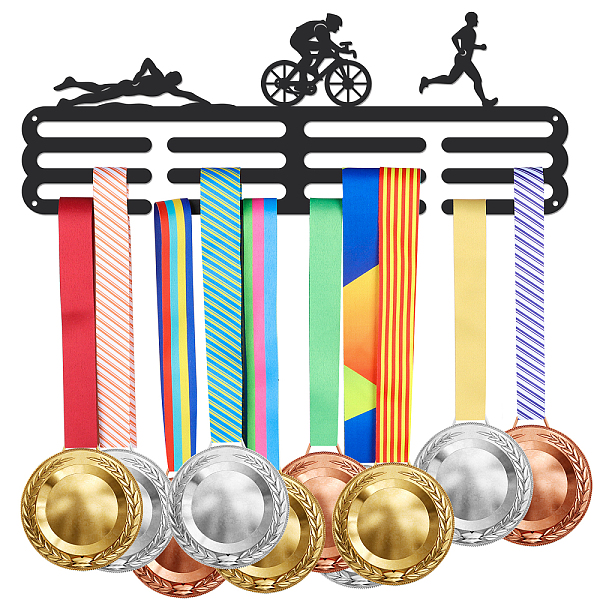 

PandaHall SUPERDANT Medal Holder Display Triathlon with Running Medal Hanger Cycling Swimming Hanger Personalized Medal Hanger Display Rack...