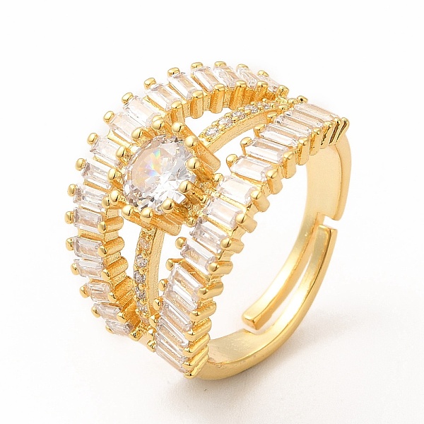 

PandaHall Clear Cubic Zirconia Diamond Adjustable Ring, Rack Plating Brass Jewelry for Women, Lead Free & Cadmium Free, Real 18K Gold Plated...