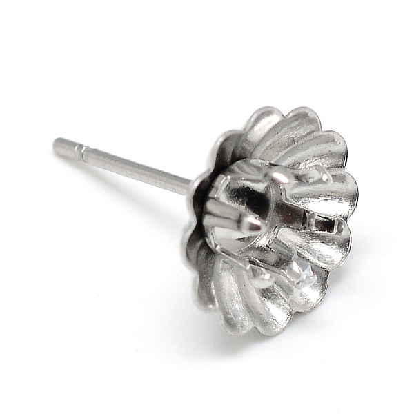 

PandaHall 304 Stainless Steel Stud Earring Settings, Flower, Stainless Steel Color, Tray: 4mm, 10mm, pin: 0.8mm 304 Stainless Steel Flower