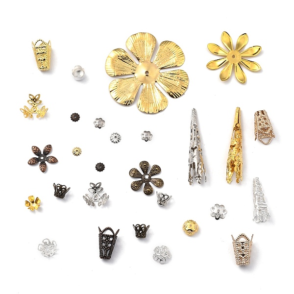 

PandaHall Iron Bead Caps & Cone, Mixed Color, 4.5~35x1~10mm, hole: 1~8mm Iron