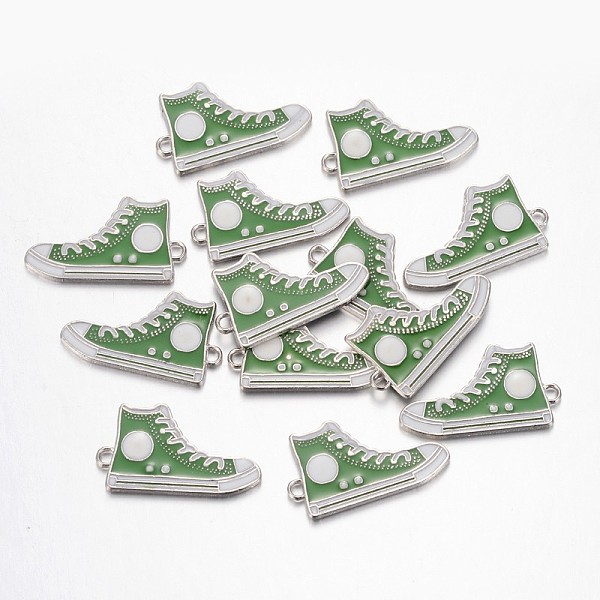 

PandaHall Alloy Enamel Pendants, Lead Free and Cadmium Free, Shoes, Platinum Metal Color, Green, 30x17x2mm, Hole: 1.5mm Alloy+Enamel Shoes...