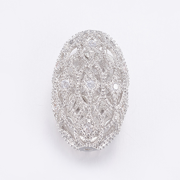 

PandaHall Brass Micro Pave Cubic Zirconia Beads, Long-Lasting Plated, Hollow Oval, Clear, Real Platinum Plated, 19x11.5x7mm, Hole: 1mm...