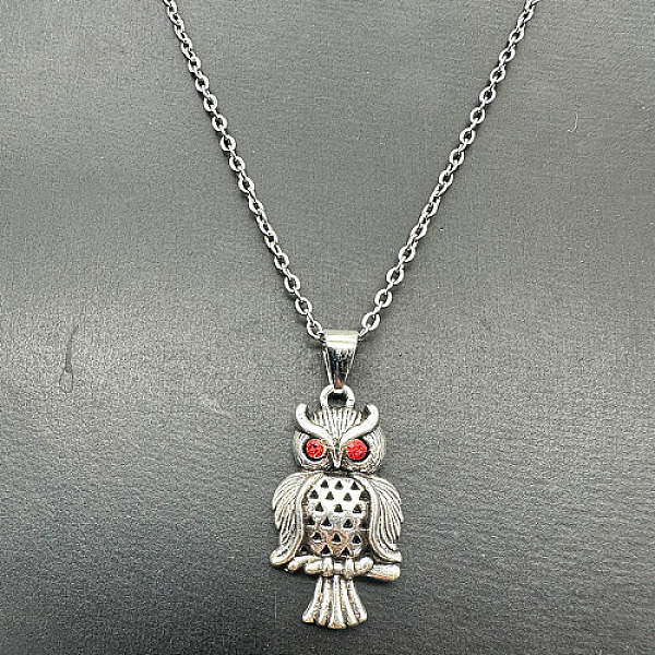 

PandaHall Alloy Pendant Necklaces, Owl, Red, 19.69 inch(50cm) Alloy Owl Red