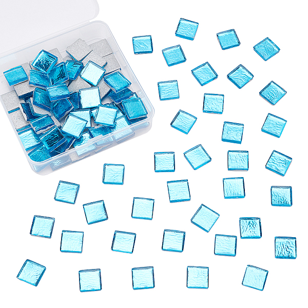 

PandaHall Olycraft Glass Cabochons, Mosaic Tiles, for Home Decoration or DIY Crafts, Square, Blue, 14.5~15x14.5~15x3.5~4.5mm, about 200g/box...
